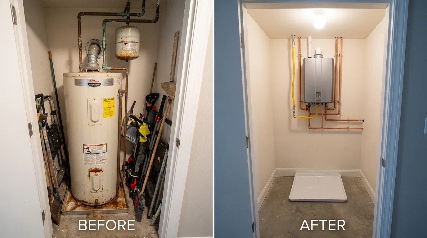 Tank water heater versus wall-mounted tankless unit comparison for Reno, OH homeowners